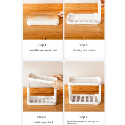 Rynx | Desktop Makeup Organizer Cosmetics Storage Rack Dresser Double Layer Cosmetics Storage Box Case Home Kitchen Organizing Shelves