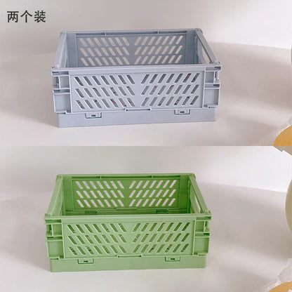 Rynx | In-Desk Storage Baskets Foldable Makeup Stationery Storage Organizer Rack Cute Desk Foldable Mini Plastic Collapsible Basket