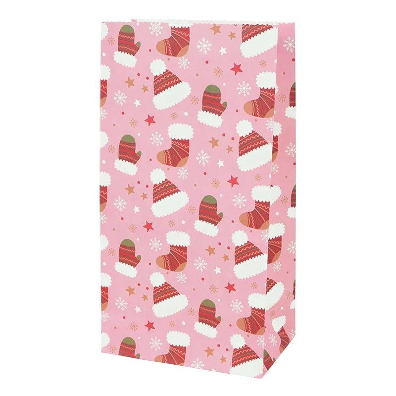Rynx 10 pieces kraft paper candy cookie bags Santa snowman Christmas gift packaging bags Xmas Navidad New Year party decoration supplies
