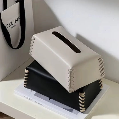 Rynx | Nordic woven tissue box leather napkin holder luxury paper box toilet towel holder high-quality bedroom table decoration