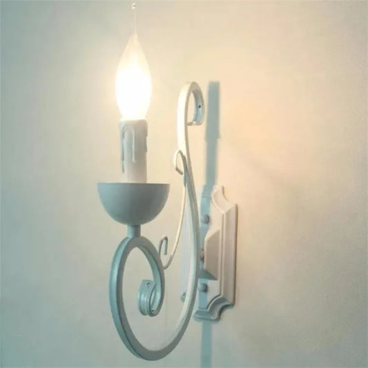 Rynx | VintageGlow - White Metal Wall Lamp With Candle E14