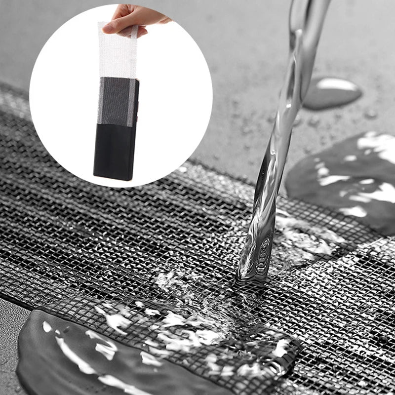 Rynx | Self-Adhesive Shower Drain Hair Catcher - Disposable Mesh Sink Strainer Filter - Cuttable Floor Drain Stickers for Bathroom (10/5m)