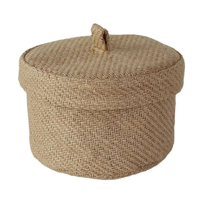 Rynx | Stylish round jute basket with lid - Contemporary organizational solution