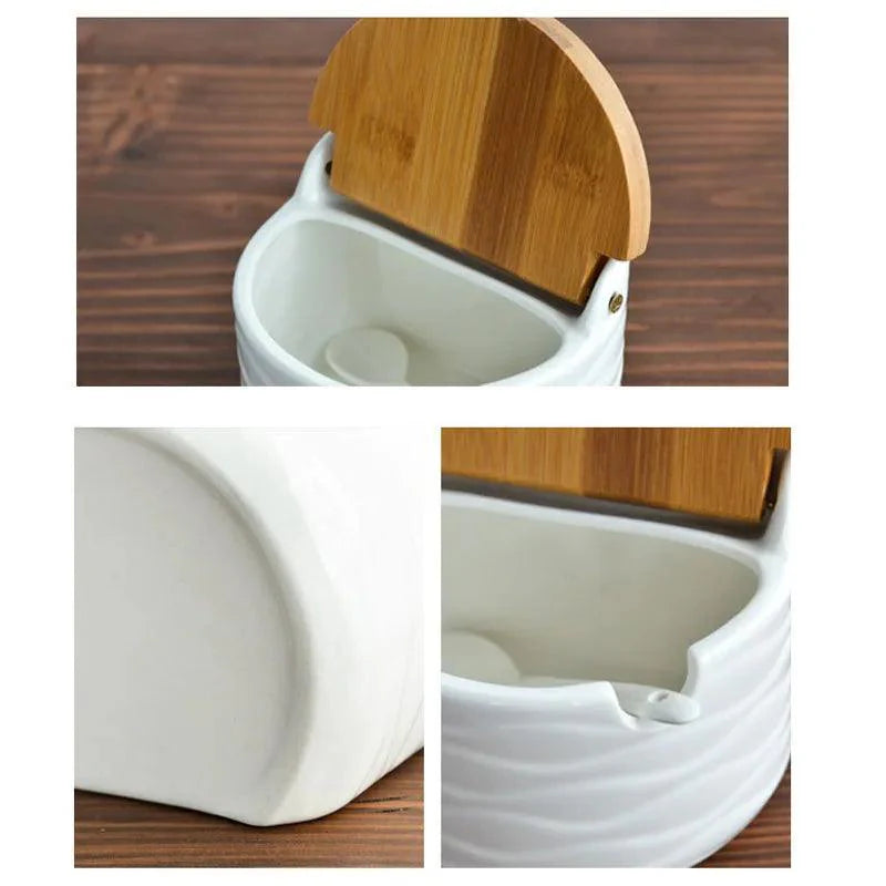 Rynx | Chic European ceramic spice storage set with salt box & spice organizer