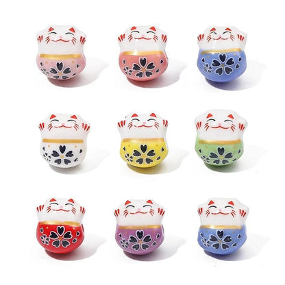 Rynx | Set of 2 Artisan 14mm Ceramic Lucky Cat Charms for Creative Jewelry Designs