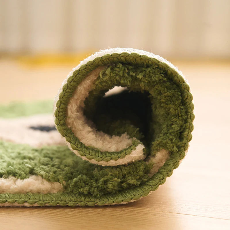 Rynx | Tufting Green Geometric Bathroom Mat Soft Nightstand Rug Floor Pad Bath Mat Bedroom Foot Mat Rug Aesthetic Home Decor 40x60cm