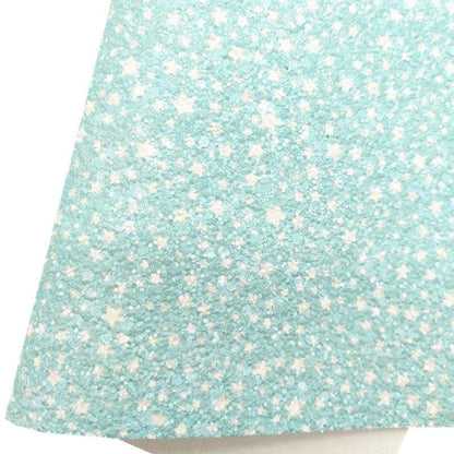 Rynx | Iridescent faux leather crafting sheet with sparkling star and heart design - 21x29CM