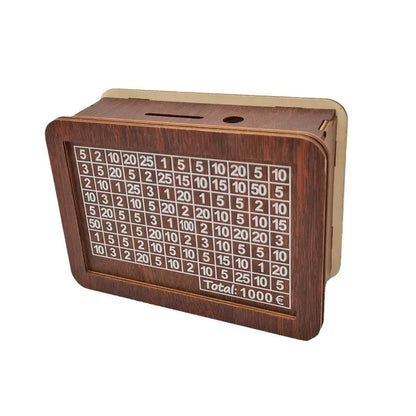 Rynx | Euro Money Box Wooden Piggy Bank - Available in 1000/2000/3000/5000/10000, Reusable with Saving Goal and Number Boxes
