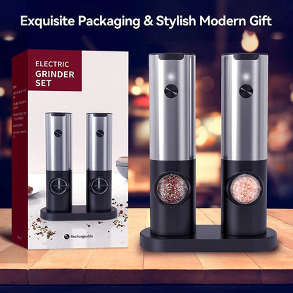 Rynx | USB Rechargeable Electric Salt and Pepper Grinder: Adjustable Coarseness, Refillable Mill - Battery Powered Kitchen Gadget