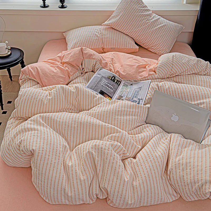 Rynx | Vertical Stripes Bedding Duvet Set Duvet Cover Sheet Set Pillowcases Bedding Set Queen/King Bed Comforters