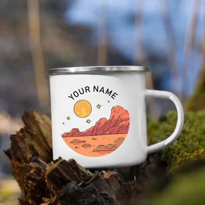 Rynx | Customizable Enamel Camping Mug for Unforgettable Outdoor Experiences - Personalized Coffee and Beer Mug