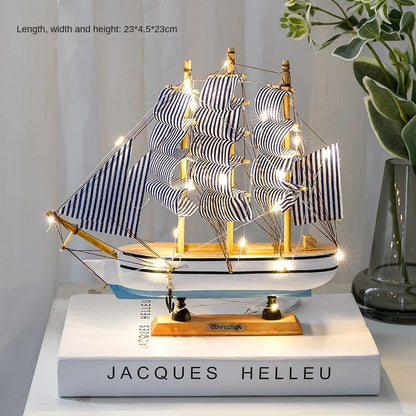 RYNX | New Wooden Sailing Boat Model Office Living Room Decoration Craft Nautical Decoration Creative Model Home Decor Birthday Gift