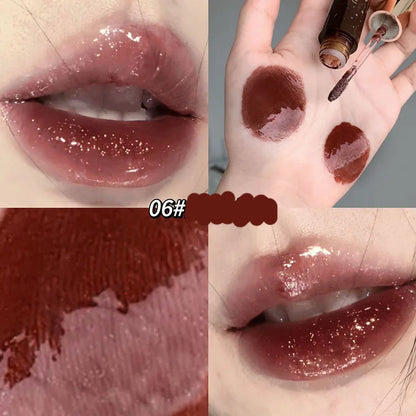 Rynx | Retro Clear Lip Glaze Gloss Mirror Glitter Non Stick Cup Brighten Jelly Dark Lipstick Red Brown Dupes Lip Ink Tint Korean Makeup