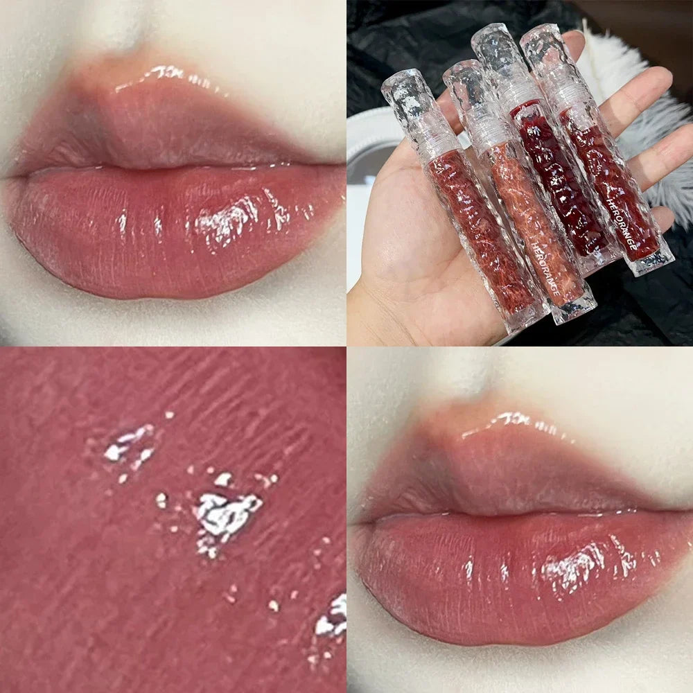 Rynx | 8 Colors Moisturizing Mirror Lip Lacquer Long-lasting Lipstick Black Tea Brown Liquid Lipstick Lip Oil Care Make-up Korean Cosmetics