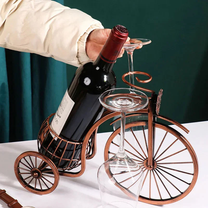 Rynx | Pedal&Pour - Vintage Wine Rack with Glass Holders