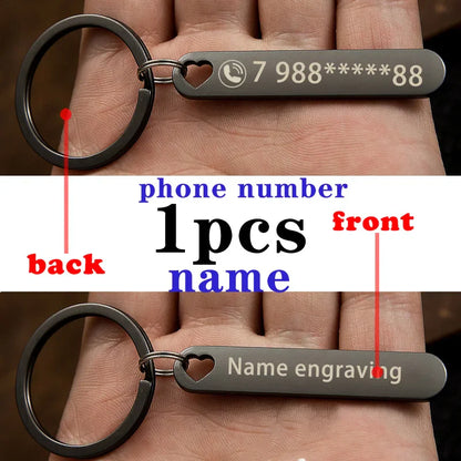 Rynx | Customized Keychain with Personalized Name and Phone Number - Perfect Gift for Boyfriend, Car Keyring Accessory