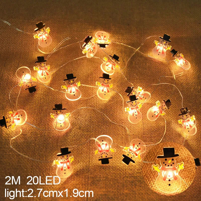 Rynx | 2M 20LED Santa Snowflake LED String Lights Christmas Decoration For Home Xmas Tree Ornament 2024 Christmas Kids Gift New Year