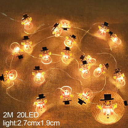 Rynx | 2M 20LED Santa Snowflake LED String Lights Christmas Decoration For Home Xmas Tree Ornament 2024 Christmas Kids Gift New Year