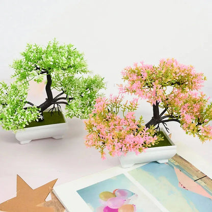 Rynx | Artificial Bonsai Plants - Small Tree Pot, Fake Plant Flowers for Home, Room, Table Decoration, Hotel, and Garden Decor