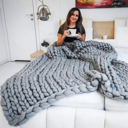 RYNX | Chunky Knit Blanket – Cozy Wool Blanket For Every Room – Soft & Warm – Perfect For Sofa And Bed