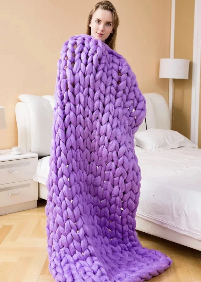 RYNX | Chunky Knit Blanket – Cozy Wool Blanket For Every Room – Soft & Warm – Perfect For Sofa And Bed