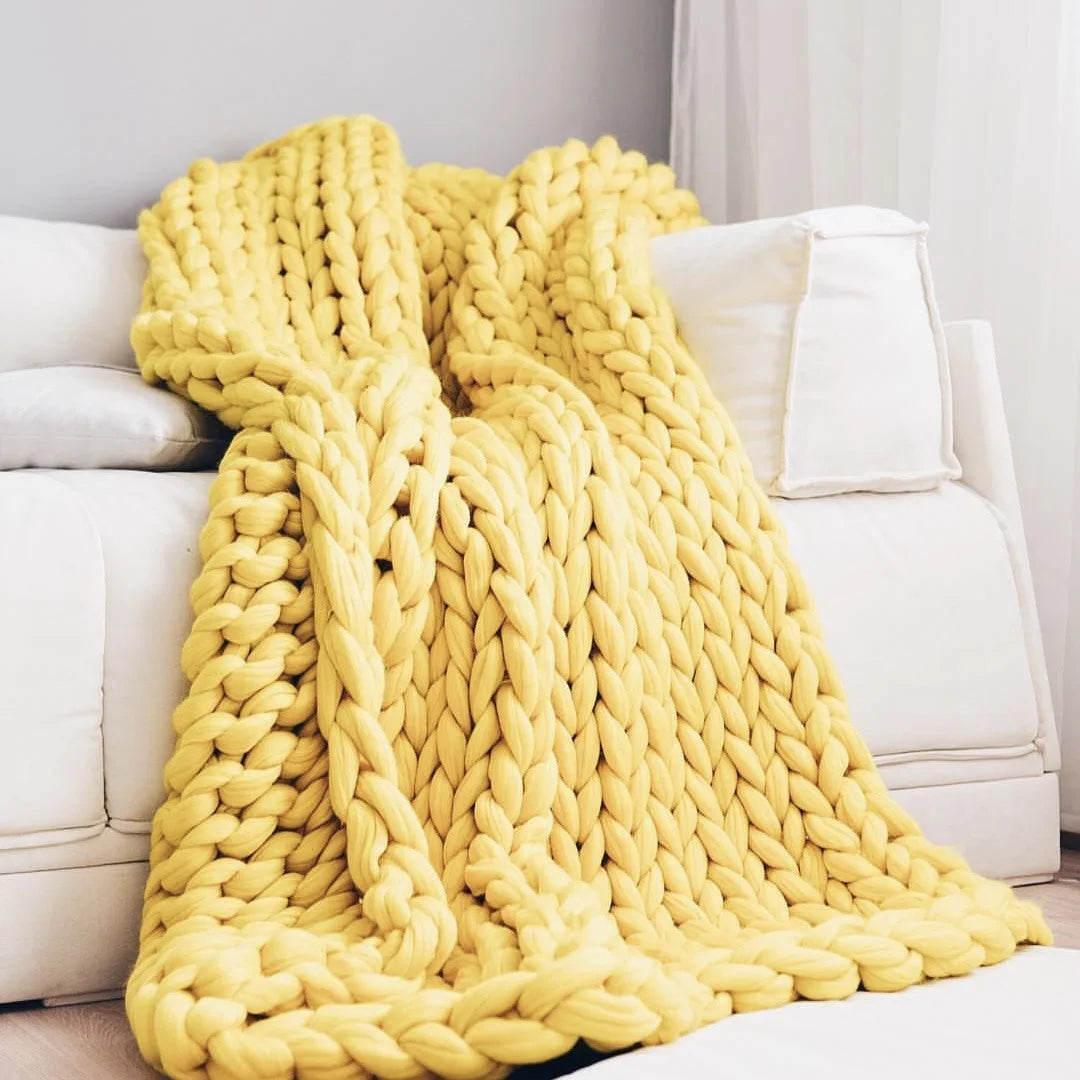 RYNX | Chunky Knit Blanket – Cozy Wool Blanket For Every Room – Soft & Warm – Perfect For Sofa And Bed