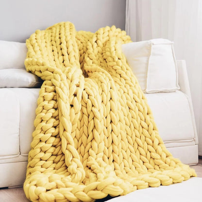 RYNX | Chunky Knit Blanket – Cozy Wool Blanket For Every Room – Soft & Warm – Perfect For Sofa And Bed