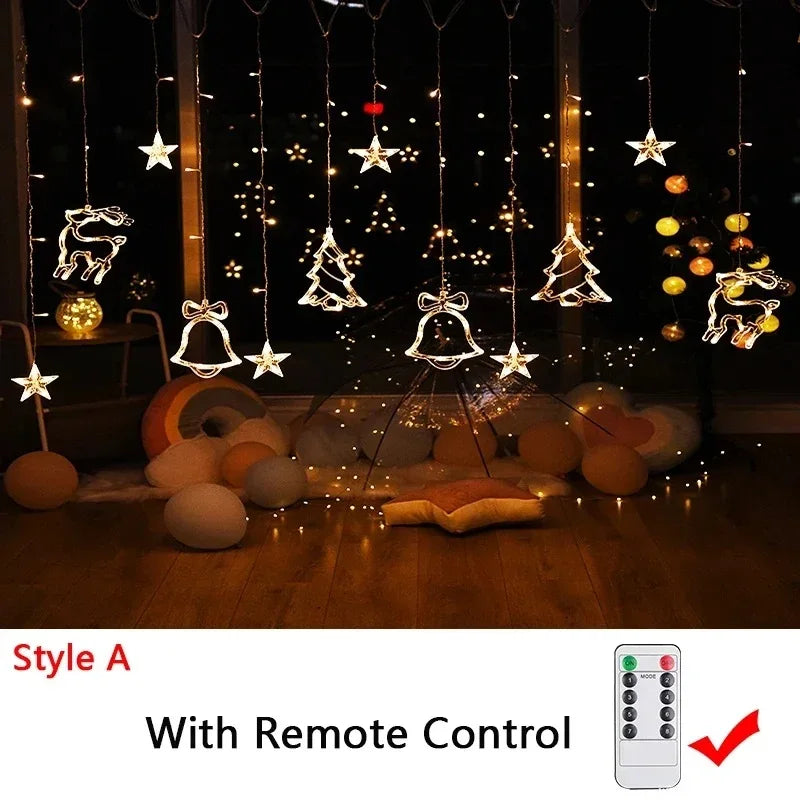 Rynx | 220V/110V/Battery Christmas Lights 2025 Light String Fairy Garland Curtain Decor for Holiday Party Christmas 2024 New Year's Decoration