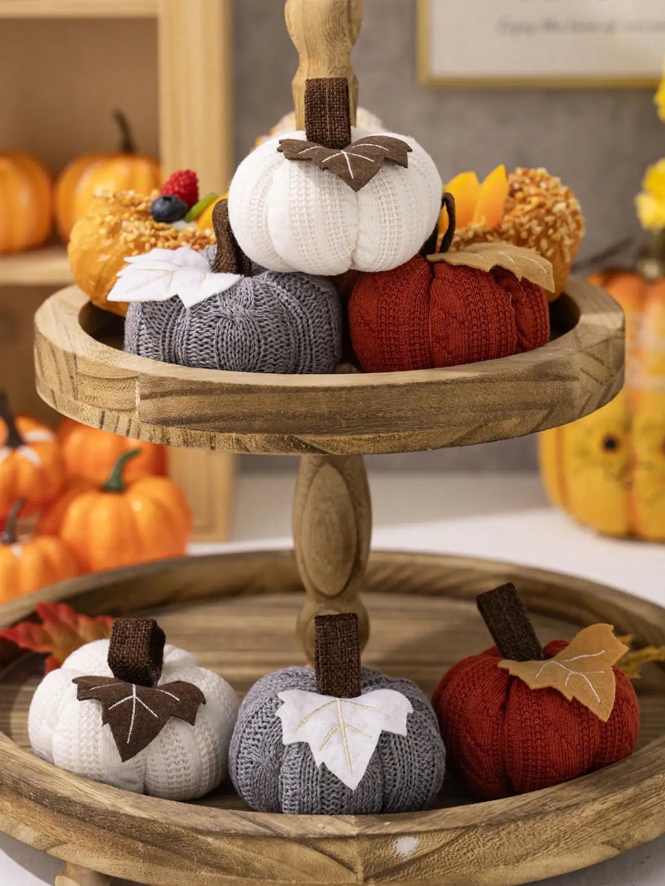 Rynx | 1PC Home ornaments Thanksgiving Harvest Festival knitted pumpkin can be used as ornaments, banners, pennants, and flags