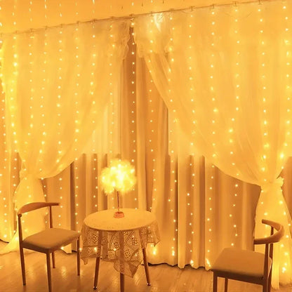Rynx | 6/4/3M USB Curtain String Lights 8 Modes Bedroom Home Christmas Tree Garland Light Wedding Christmas Holiday Decor Fairy Lights