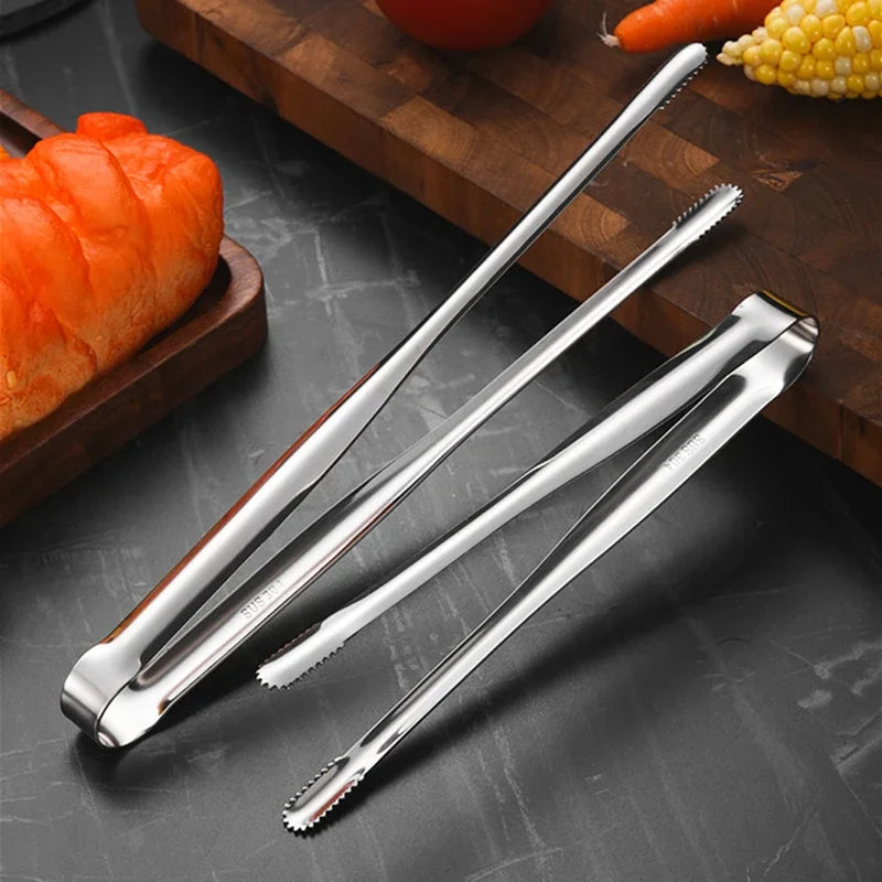 Rynx | Stainless Steel Grill Tongs – Non-Slip Food Clip, BBQ Steak, Bread Tong, Cooking Utensils, Party Kitchen Gadgets