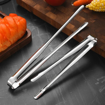 Rynx | Stainless Steel Grill Tongs – Non-Slip Food Clip, BBQ Steak, Bread Tong, Cooking Utensils, Party Kitchen Gadgets