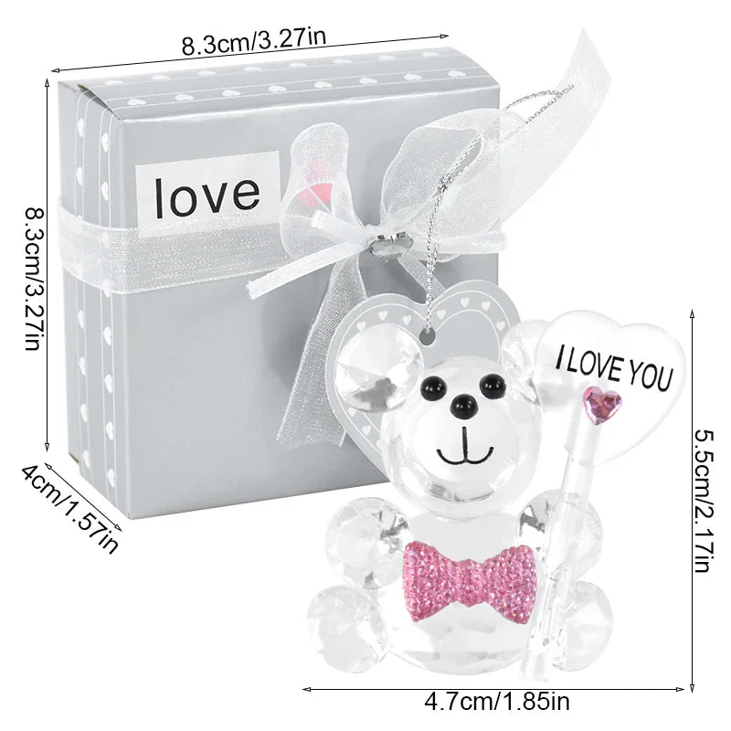 Rynx | Crystal Bear Glass Rose - Valentine's Day Gift, Fashion Ornament, Wedding Home Decor