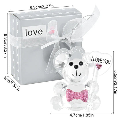 Rynx | Crystal Bear Glass Rose - Valentine's Day Gift, Fashion Ornament, Wedding Home Decor