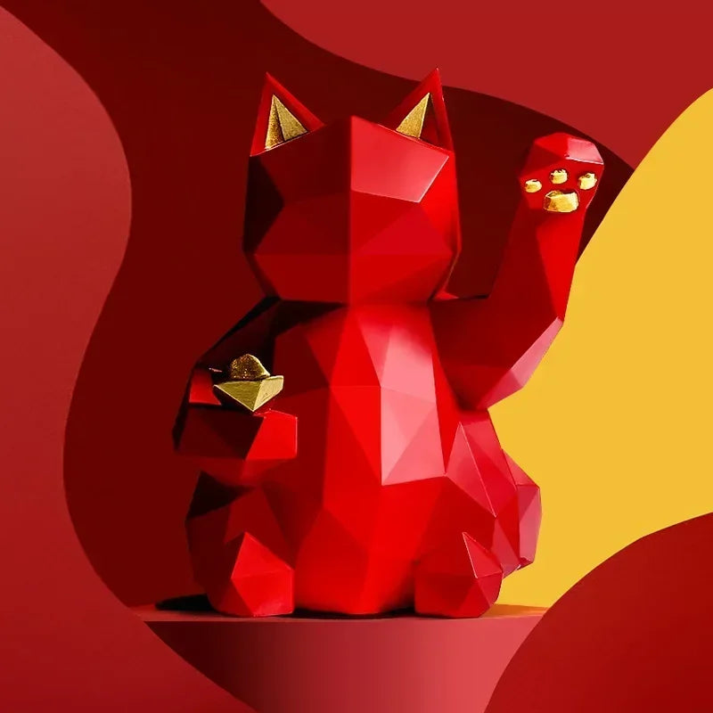 Rynx | Nordic Minimalism Geometry Lucky Cat Statues