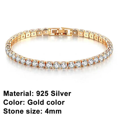 RYNX | Tennis Bracelet – Shine With Attitude: Elegance In Sterling Silver And Hip-Hop Flair! 4 mm large gold-colored bracelet