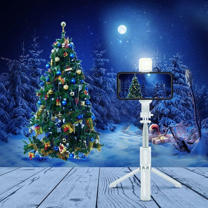 Rynx | Versatile wireless tripod selfie stick with Bluetooth remote control, 360° rotation and built-in fill light - Compatible with Android and iOS