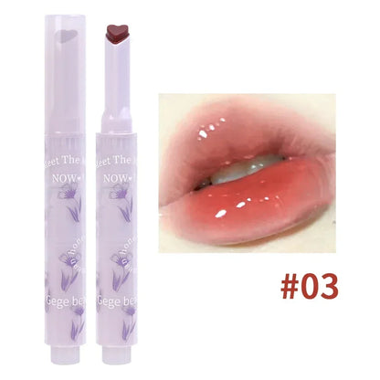 Rynx | Thin Tube Flower Lipstick Pencil Heart-Shaped Gel Lipstick Pencil Makeup Long-Lasting Moisturizing Lip Lacquer Girls Korean Cosmetics