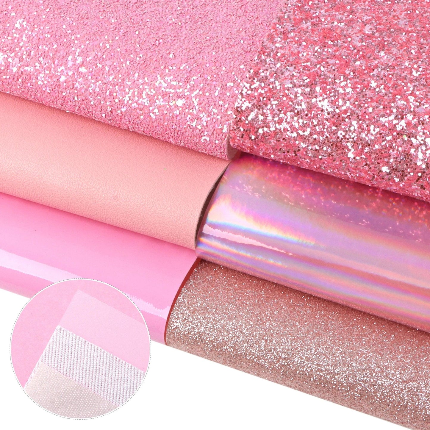 Rynx | Sparkling Pink Faux Leather Crafting Set - 7 Glitter Sheets, 20x33cm Each