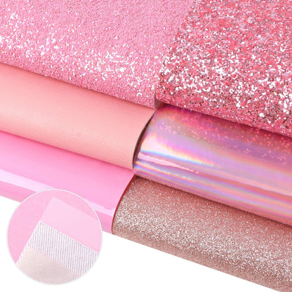 Rynx | Sparkling Pink Faux Leather Crafting Set - 7 Glitter Sheets, 20x33cm Each