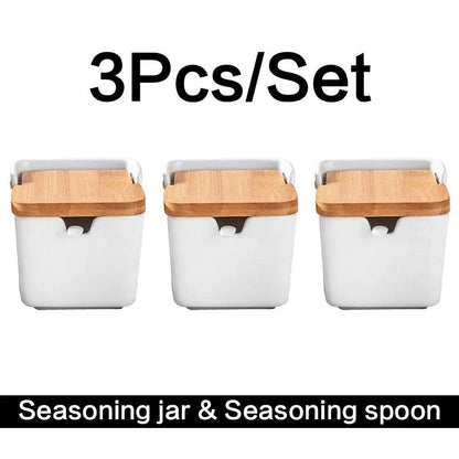 Rynx | Chic European ceramic spice storage set with salt box & spice organizer