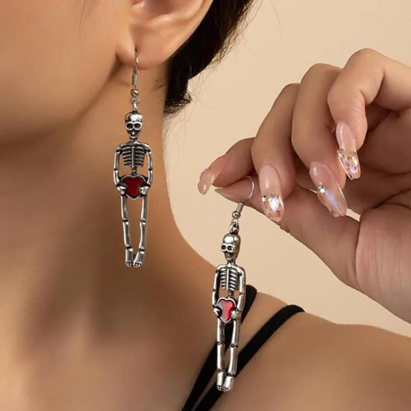 Rynx | Vintage Halloween Skull Skeleton Drop Earrings