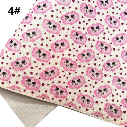 Rynx | Sparkling Pink Heart & Cloud Faux Leather Crafting Sheet - Ideal for DIY Projects
