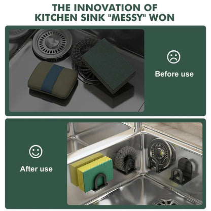 Rynx | Space Aluminium Kitchen Sponge Holder - Efficient Sink Dish Washing and Drain Drying Rack