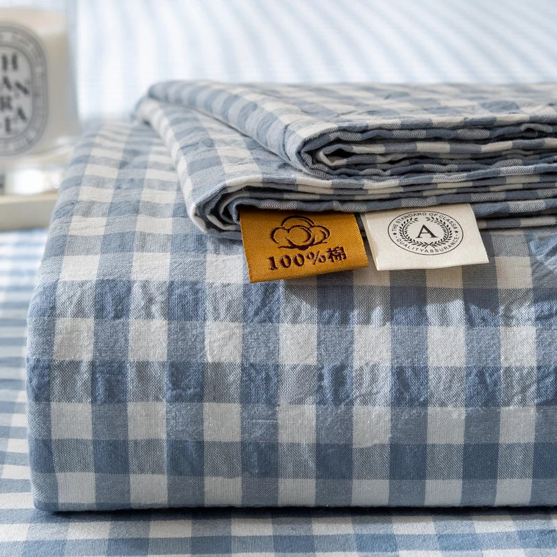 Rynx | Mattress Cover Japanese Style 100% Cotton Woven Fitted Sheet With Elastic Pair Bedding Single Bed Queen King Size