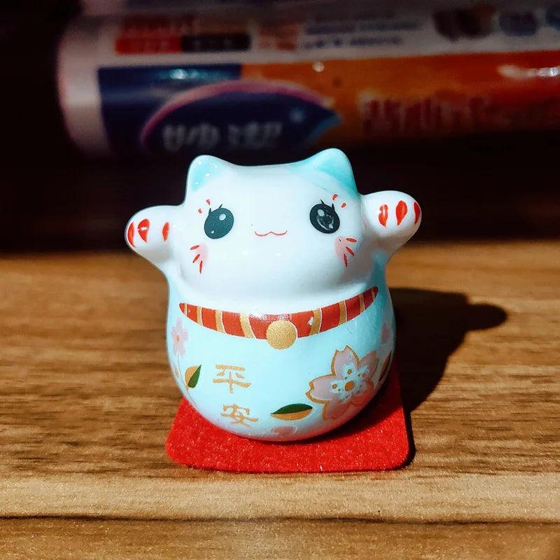 Rynx | Charming Japanese Ceramic Lucky Cat Daruma Figurine for Home Decor and Gifts