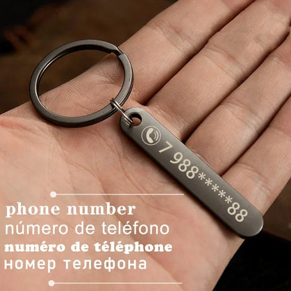 Rynx | Customized Keychain with Personalized Name and Phone Number - Perfect Gift for Boyfriend, Car Keyring Accessory
