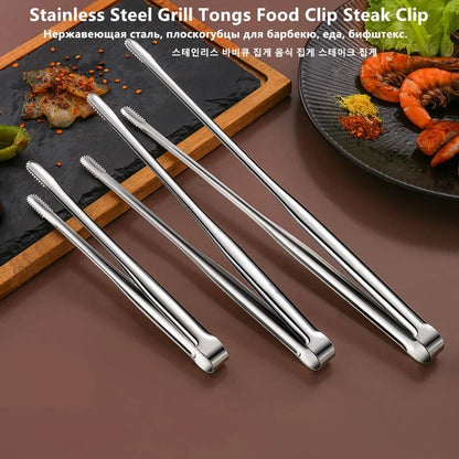 Rynx | Stainless Steel Grill Tongs – Non-Slip Food Clip, BBQ Steak, Bread Tong, Cooking Utensils, Party Kitchen Gadgets