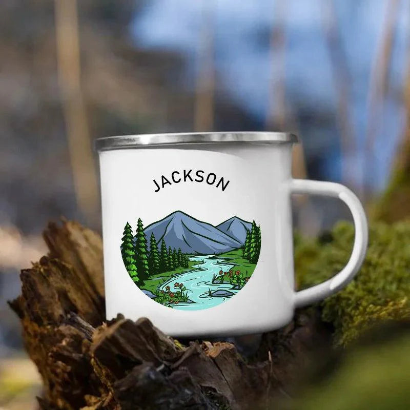 Rynx | Customizable Enamel Camping Mug for Unforgettable Outdoor Experiences - Personalized Coffee and Beer Mug