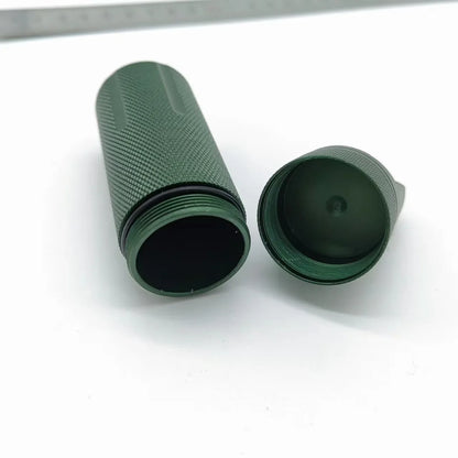 Rynx | Portable Aluminum Alloy Airtight Pill Container Bottle - Single Chamber Capsule Holder for Outdoor EDC, Waterproof Medicine Case Box
